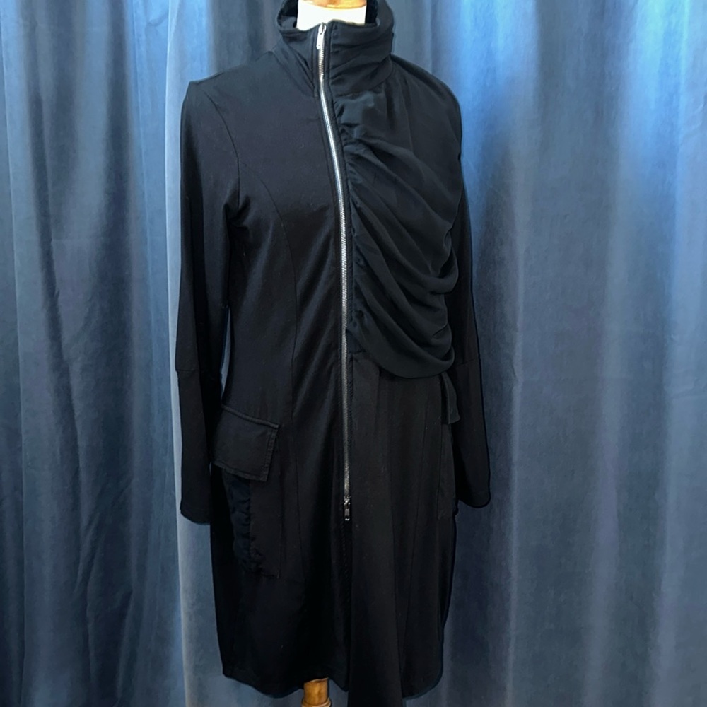 NÖR Denmark Black Long Sleeve Ruched Avant Garde Jacket - Size 3 / L